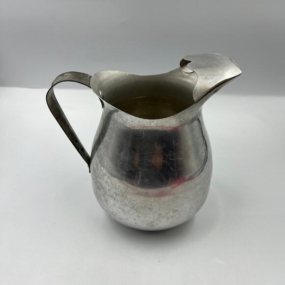 Vintage Pure Aluminum Pitcher MCM Ice Lip Guard Made In USA Serving 2 Quart - Picture 3 of 10